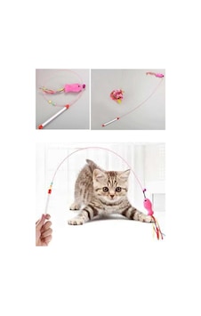 Balıklı Kedi Oyun Oltası Püsküllü 90 Cm Çıngırak Zilli Balıklı Oyun Oltası 90 Cm Çok Renkli - 874008684