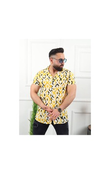 Mfz Giyim Erkek Kısa Kollu Relax Fit Rahat Kesim Gömlek Yaka Dijital Baskılı Desenli Viskon Sarı Gömlek Mfz Giyim Erkek Kısa Kollu Relax Fit Rahat Kesim Gömlek Yaka Dijital Baskılı Desenli Viskon Sarı Gömlek