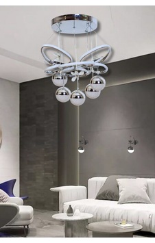 Krom Modern Sarkıt 5 Toplu 3 Renk Sarkıt Led Avize Kral Tacı Salon - Oturma Odası Gri Krom Modern Sarkıt 5 Toplu 3 Renk Sarkıt Led Avize Kral Tacı Salon - Oturma Odası Gri