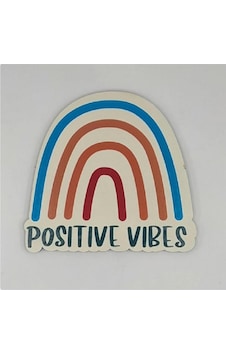 Positive Vibes Baskılı Ahşap Bardak Altlığı Çok Renkli Positive Vibes Baskılı Ahşap Bardak Altlığı Çok Renkli
