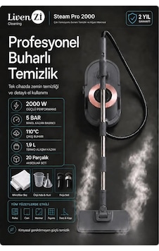 Livenzi Steam Pro 2000 Çok Fonksiyonlu Buharlı Temizlik & Hijyen Makinesi Gri