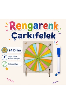 24 Dilim Renkli Çarkıfelek Oyunu Ahşap Eğitim Materyali 24 Dilim Renkli Çarkıfelek Oyunu Ahşap Eğitim Materyali