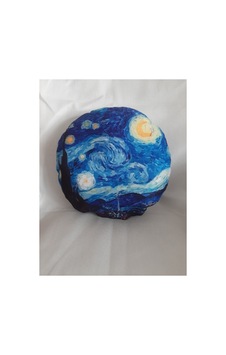 Van Goh Yıldızlı Gece Desenlı Tasarım Yastık Mavi Van Goh Yıldızlı Gece Desenlı Tasarım Yastık Mavi