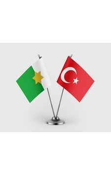 Dulkadir Beyliği Ve Türk Bayrağı İkili Saten Masa Bayrağı Takımı Diğer