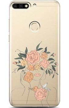 Huawei Y7 2018 Powder Flowers Tasarımlı Süper Şeffaf Telefon Kılıfı Çok Renkli Huawei Y7 2018 Powder Flowers Tasarımlı Süper Şeffaf Telefon Kılıfı Çok Renkli