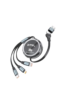 100w Pd 3in2 Makaralı Şarj Kablosu Hızlı Şarj Ve Data Kablosu Usb Type-c Lightning Mt5018