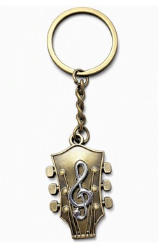 Waves And Pebbles Bronz Gitar Sol Anahtarı Anahtarlık Gümüş