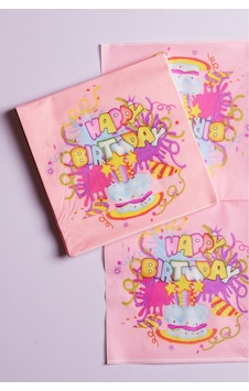 Sunum Peçetesi Happy Birthday Yazılı Baskılı Kağıt Peçete