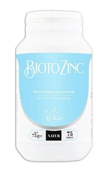 Bioto Zinc Kedi Köpek Biotin Çinko Hapı 75 Tablet Ekonomik Boy Tüy Vitamini
