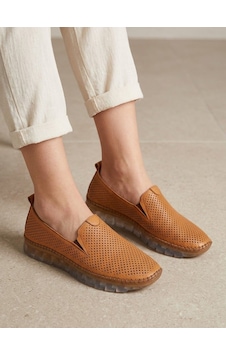 Beren Hakiki Deri Taba Kadın Ayakkabı Lazer Delikli Ortopedik Taban Slip-on Casual Günlük Yürüyüş Ayakkabısı Beren Hakiki Deri Taba Kadın Ayakkabı Lazer Delikli Ortopedik Taban Slip-on Casual Günlük Yürüyüş Ayakkabısı