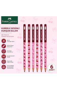 Faber-castell Cherry Desenli Kurşun Kalem 6 Adet 2b Yuvarlak Gövde Kırmızı Faber-castell Cherry Desenli Kurşun Kalem 6 Adet 2b Yuvarlak Gövde Kırmızı