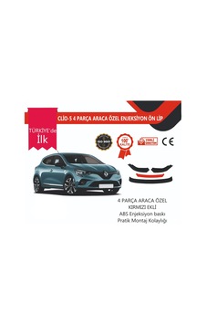 Renault Clio 5 2019 Sonrası 4 Parça Ön Lip Kırmızı