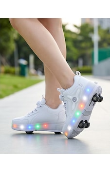 2256-n-drops Led Işıklı Çift Tekerlekli Akıllı Bağcıklı Unisex Çocuk Patenli Ayakkabı Beyaz 2256-n-drops Led Işıklı Çift Tekerlekli Akıllı Bağcıklı Unisex Çocuk Patenli Ayakkabı Beyaz