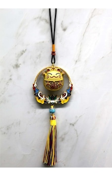 Renkli Püsküllü Şans Kedisi Feng Shui Askılık Çok Renkli