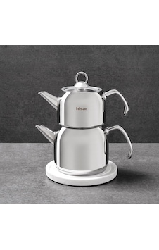 Hisar Satürn Mini Çelik Çaydanlık Cam Kapak Gümüş Hisar Satürn Mini Çelik Çaydanlık Cam Kapak Gümüş