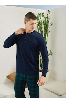 Kly Ekose Desen Pamuk Erkek Pijama Takım Lacivert Kly Ekose Desen Pamuk Erkek Pijama Takım Lacivert