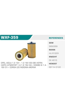 WINKEL WXF-359 Yağ Filtresi Astra G H J Vectra C 06- Insignia 08- Corsa C D E Corsa D Corsa E A Zafira B 04- Yağ Filtresi 37877988 WINKEL WXF-359 Yağ Filtresi Astra G H J Vectra C 06- Insignia 08- Corsa C D E Corsa D Corsa E A Zafira B 04- Yağ Filtresi 37877988