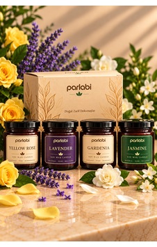 Kokulu 4'lü Kavanoz Soya Mumu-soya Wax Candle Amber