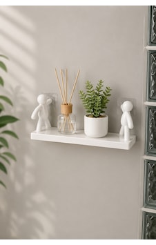 Kendinden Yapışkanlı Duvar Rafı -rambo Raf -çok Amaçlı Banyo Mutfak Salon Dekoratif Raf 14cm X 34 Cm Beyaz - 908295770 Beyaz