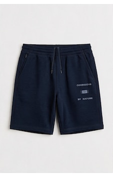 TOMMYLIFE Lacivert Baskılı Gizli Cep Detaylı Battal Büyük Beden Erkek Şort - 81300