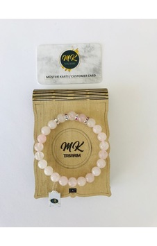 Mk Tasarım Gerçek Pembe Gül Kuvars Taşı Bileklik Mkt9001 Çok Renkli