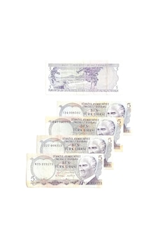 6. Emisyon 5 Türk Lirası. Eski Koleksiyon Kağıt Para. 6. Emisyon 5 Türk Lirası. Eski Koleksiyon Kağıt Para.