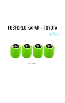 Toyota Logolu Yeşil Fosforlu Subap Kapağı - 4'lü Set Toyota Logolu Yeşil Fosforlu Subap Kapağı - 4'lü Set