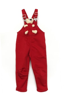 Dobakids Ayıcık Aksesuarlı Kısa Paça Unisex Bebek Çocuk Salopet Red 1960