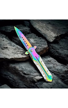 Knivox Browning Gökkuşağı Sedef Kabze Auto Kamp Çakısı Çok Renkli