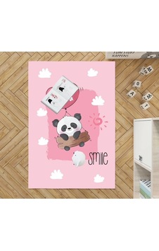 Sevimli Panda Dijital Baskı Çocuk Oda Halısı Pembe Sevimli Panda Dijital Baskı Çocuk Oda Halısı Pembe