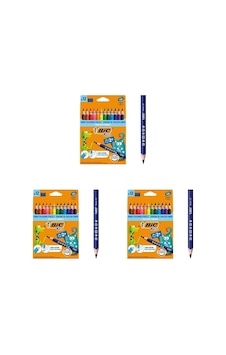 Bıc Kids Evolution Üçgen Jumbo Kuru Boya Kalemi, 12'li Kutu, 2 Yaş Ve Üzeri Çocuklar İçin İdeal, Kıymık Oluşturmaz, Çiğnemeye Karşı Dayanıklı 3lü Paket Diğer