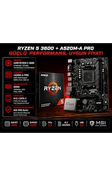 Msı A520m-a Pro Anakart Ryzen 5 3600 İşlemci Bundle Set Msı A520m-a Pro Anakart Ryzen 5 3600 İşlemci Bundle Set