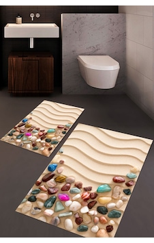 Dijital Baskılı Yıkanabilir Deniz Kabuğu Desenli Kaymaz Taban 2'li Banyo Paspas Seti Renkli Dijital Baskılı Yıkanabilir Deniz Kabuğu Desenli Kaymaz Taban 2'li Banyo Paspas Seti Renkli