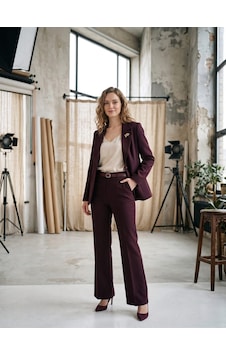 Prenses Kadın Yüksek Bel Kemerli Blazer Ceket Takım bordo Prenses Kadın Yüksek Bel Kemerli Blazer Ceket Takım bordo
