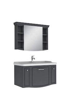 Kale Arte+ 100 Cm Mat Antrasit Banyo Dolabı Takımı Krom Kulp Kale Arte+ 100 Cm Mat Antrasit Banyo Dolabı Takımı Krom Kulp