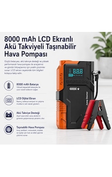 8000 Mah Lcd Ekranlı Akü Takviyeli Taşınabilir Hava Pompası-1668 8000 Mah Lcd Ekranlı Akü Takviyeli Taşınabilir Hava Pompası-1668
