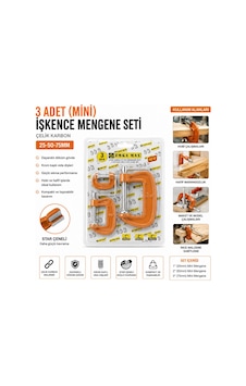 Emka-5492 İşkence Mengene Seti 25-50-75mm 3 Adet Mini Çelik Karbon