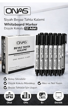 Onas Siyah Beyaz Tahta Kalemi Whiteboard Marker Düşük Kokulu 12 Adet Kutu Diğer Onas Siyah Beyaz Tahta Kalemi Whiteboard Marker Düşük Kokulu 12 Adet Kutu Diğer