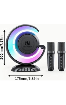 Nettech Çift Mikrofon Led G Shaped Lamba Speaker Kablosuz Nettech Çift Mikrofon Led G Shaped Lamba Speaker Kablosuz