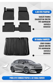 Ford Puma 2019 Sonrası Uyumlu 4.5d Premium Havuzlu Oto Paspas Ve Liner Alt Bagaj Havuzu -gen-e Uymaz