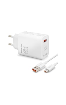 Nodar Type-c Hızlı Şarj Seti 33w Usb Adaptörlü - Beyaz Nd1006 Nodar Type-c Hızlı Şarj Seti 33w Usb Adaptörlü - Beyaz Nd1006