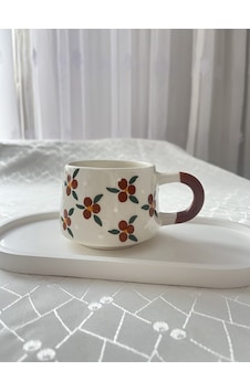 Çiçekli Kupa Bardak Çay Kahve Fincanı 200 Ml Ekru Çiçekli Kupa Bardak Çay Kahve Fincanı 200 Ml Ekru