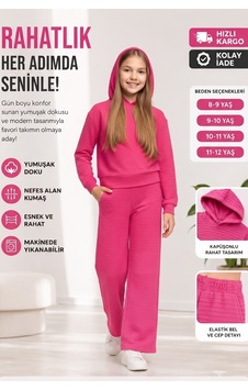 New Kids Kız Takım Çocuk Kapşonlu Uzun Kol Fuşya Detaylı Kız Takım -91231 New Kids Kız Takım Çocuk Kapşonlu Uzun Kol Fuşya Detaylı Kız Takım -91231