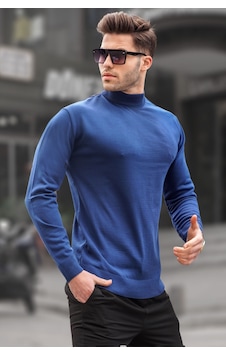 Madmext İndigo Slim Fit Yarım Balıkçı Yaka Erkek Triko Kazak 6343 Madmext İndigo Slim Fit Yarım Balıkçı Yaka Erkek Triko Kazak 6343