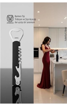 Barmen Tip Çelik Profesyonel Tirbüşon Ve Şişe Açacağı Kombine Set 722723 Altın