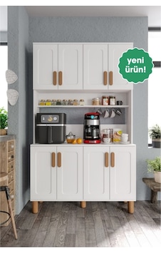 Flora Flr8120 Bohem Kahve Köşesi 8 Kapaklı Mdf Mebran Kapaklı Mutfak Dolabı Çok Amaçlı Dolap Beyaz Flora Flr8120 Bohem Kahve Köşesi 8 Kapaklı Mdf Mebran Kapaklı Mutfak Dolabı Çok Amaçlı Dolap Beyaz