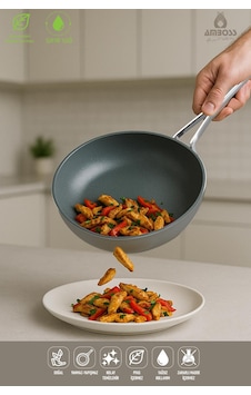 Sera Nova Yanmaz Yapışmaz Seramik Wok Tava 28 Cm Gri Sera Nova Yanmaz Yapışmaz Seramik Wok Tava 28 Cm Gri