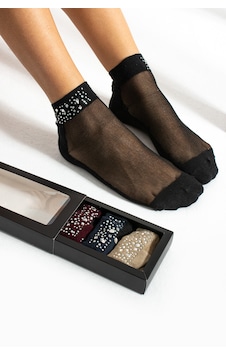 Tgsocks Taşlı 4'lü Kutulu Kadın Çorabı Siyah