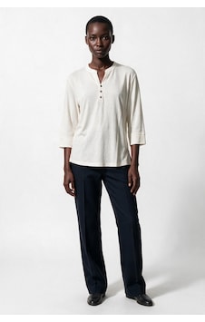 Daido Daıdo Kadın Henley Yaka Üç Çeyrek Kol Pamuk Karışımlı T-shirt Ekru Daido Daıdo Kadın Henley Yaka Üç Çeyrek Kol Pamuk Karışımlı T-shirt Ekru