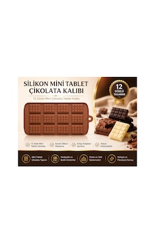12 Gözlü Mini Çikolata Tablet Kalıbı Kahverengi 12 Gözlü Mini Çikolata Tablet Kalıbı Kahverengi